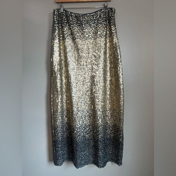 Heidi Daus gold black ombré sequins maxi skirt glam regencycore cocktail party - Picture 8 of 8